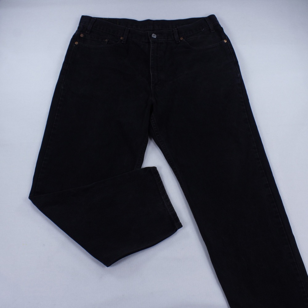 Levi's 550 Relaxed Fit Jeans Men's W40 L30 Solid Black Denim Loose Straight